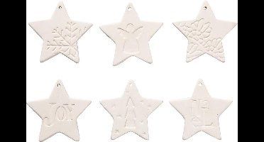 Creotime Decoratie Sterhangers 7 X 7 Cm Terracotta Wit 6 Stuks