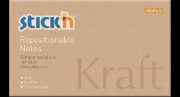 Stick'n Sticky Notes - 76x127mm - Kraft Papier - 100 Memoblaadjes