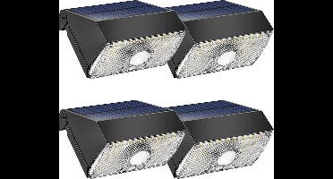 Solar wandlamp buiten 'Beam' - Voordeelset van 4 stuks - Helder wit licht - Tuinverlichting met bewegingsmelder - Buitenlamp op zonne-energie - 3 verschillende standen - Zwart