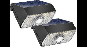 Solar wandlamp buiten 'Beam' - Voordeelset van 2 stuks - Helder wit licht - Tuinverlichting met bewegingsmelder - Buitenlamp op zonne-energie - 3 verschillende standen - Zwart