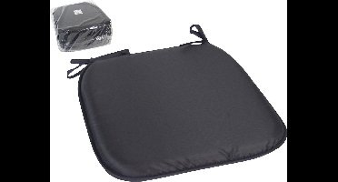 Gerimport Stoelkussen Anna - binnen/buiten - zwart - 39 x 39 x 3 cm - polyester