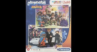 Clementoni Supercolor puzzel Playmobil The Movie | 2 x 60 stukjes | leeftijd 5+ | afmetingen 27 x 19 cm
