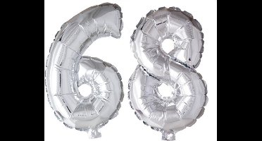Folieballon 68 jaar zilver 86cm
