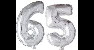 Folieballon 65 jaar zilver 86cm