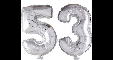 Folieballon 53 jaar zilver 86cm