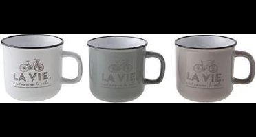 La vie beker d10xh9.1cm 3 assbeige-green-white 6 stuks