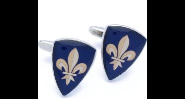 Manchetknopen - Franse Lelie op Blauw Schild