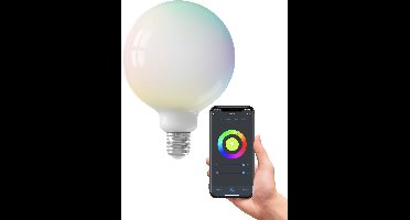 Calex Slimme Lamp - Wifi LED Verlichting - E27 Globe 12,5cm Lichtbron - Dimbaar - RGB en Warm Wit licht - 5,5W