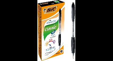 BIC Atlantis Classic Balpennen met Kliksysteem - Zwart - Doos van 12 Stuks - Medium Punt 1 mm
