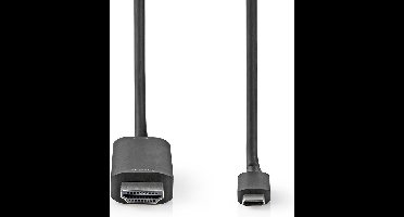 Nedis USB-C Adapter - USB 3.2 Gen 1 - USB-C Male - HDMI Connector - 4K@60Hz - 2.00 m - Rond - Vernikkeld - PVC - Zwart - Doos