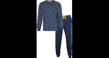 MEQ Heren Pyjama - Pyjama Set - 100% Gekamde Katoen - Donkerblauw - Maat XXL