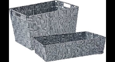 Kast/badkamer opbergmandjes - Set van 5x stuks - Zilvergrijs in 2 formaten 34 x 21 x 8.5 cm en 35 x 25 x 20 cm