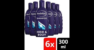 Andrélon Hair & Body For Men - 6 x 300 ml - Shampoo - Voordeelverpakking