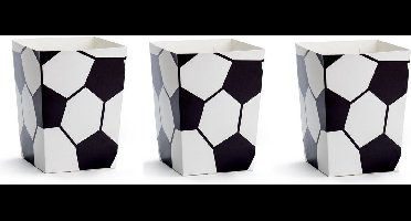 PartyDeco Popcornbakjes - voetbal print - 12x stuks - 12 x 7 cm - chipsbakjes snackbakjes - kinderfee