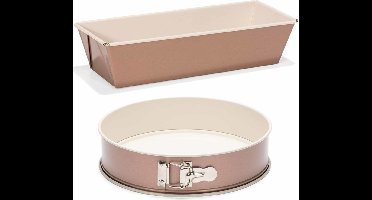 Set van 2x rose gouden bakvormen voor cake en taart 25 en 22 cm