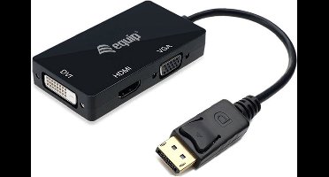 Equip 133441 video kabel adapter 0,24 meter DisplayPort DVI-D + VGA (D-Sub) + HDMI Zwart