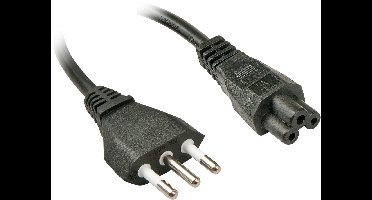 LINDY Stroom Aansluitkabel [1x Italiaanse stekker - 1x Apparaatbus C5] 2.00 m Zwart