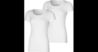 Apollo dames t-shirts korte mouw bamboo - ronde hals 2-pack - maat M - wit