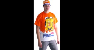 Oranje t-shirt Leeuw dubbel print - WK2022 voetbal - maat 164/XS