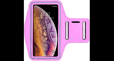 Sportarmband - Geschikt voor: iPhone 11 Pro 12 Pro 13 Pro 14 Pro 15 Pro hoesje - Sportband - Hardloop armband - Sport armband - Hardloop houder - Licht roze