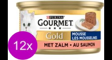 12x Gourmet Gold - Hartig Torentje Zalm - Kattenvoer - 85g