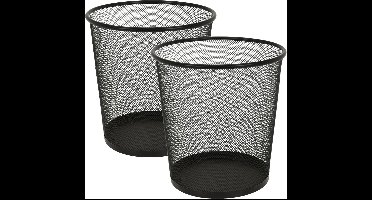 Excellent Houseware Kantoor prullenbak - 2st - 19 L - metaal - zwart