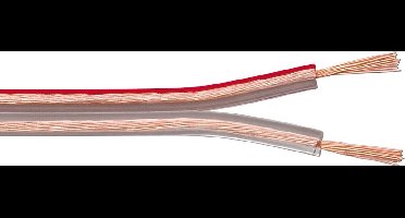 Luidspreker kabel (CU koper) - 2x 0,75mm² / transparant - 25 meter
