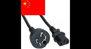 C13 (recht) - Type I / China (recht) stroomkabel - 3x 0,75mm / zwart - 0,50 meter