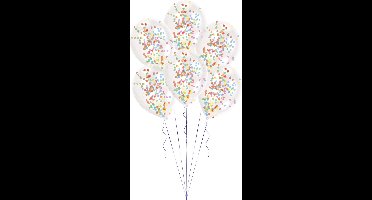 CONFETTI BALLONNEN MULTICOLOR - ZAKJE 6 STUKS - AMSCAN - BALLONNEN VERJAARDAG - CONFETTI BALLON AMSCAN