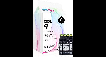 Inktdag inktcartridges voor Epson 29XL BK multipack van 4 stuks I multipack Zwart (4X T2991)  geschikt voor printers Epson Expression Home XP-245 , XP-247 , XP-255 , XP-257, XP-332, XP-335, XP-342, XP-345, XP-352, XP-355