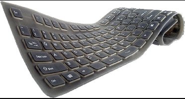 Flexibel USB Toetsenbord - Zwart - Siliconen - Waterafstotend - Opvouwbaar - Fullsize