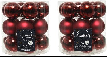 Decoris Kleine kerstballen - 36x st - donkerrood - D4 cm - glas - kerstversiering