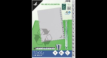 Kangaro tabbladen - A4 - 15-delig met cijfers - ECO karton 180 grams - 4-gaats - K415C