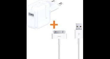 12W iPad oplader met iPad Oplaadkabel geschikt voor: Apple iPad - 2.4A stekker opladerblok USB adapter Oplaadkabel Snoer Kabel - voor iPad 2, 3, 4