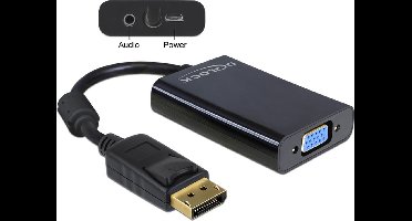 DeLOCK premium DisplayPort naar VGA + audio adapter - DP1.1a (1920 x 1200) / zwart - 0,10 meter