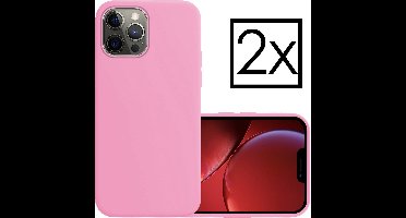 Hoesje - 2 Stuks - Geschikt voor Apple iPhone 14 Pro Max - Sterk & Shockproof - Case Siliconen - Back Cover - Telefoon Hoes - Lichtroze