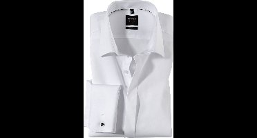 OLYMP Level 5 body fit overhemd - mouwlengte 7 - smoking overhemd - wit gladde stof met Kent kraag - Strijkvriendelijk - Boordmaat: 42