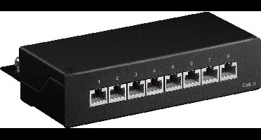 CAT6 Gigabit Desktop Patch Panel 1U met 8 poorten - afgeschermd / zwart