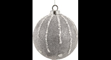 Cosy & Trendy Kerst - Kerstballen - Set van 6 - Glitter - String - Grijs - D8cm