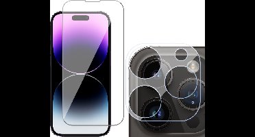 Screenprotector geschikt voor iPhone 14 Pro - Gehard Glas Beschermglas Tempered Glass Screen Protector - Camera Lens Protector