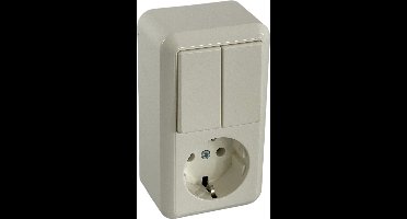 Berker Combinatie - Opbouw - Dubbele serieschakelaar + wandcontactdoos met randaarde - Wit