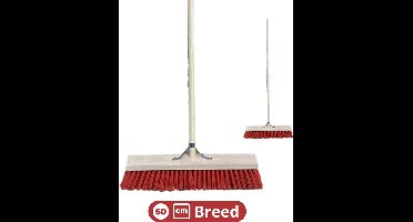 Synx Tools bezem Nylon Straatbezem 50 cm - Bezem- Veger - Stadsbezem - Buitenbezem - Tuinartikelen - Bezem met steel 150cm - Buiten bezems - veger - Schoonmaken