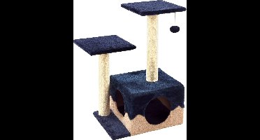 Flamingo Krabpaal Kangri 1 - Blauw/Beige - 45 x 35 x 68 cm - Compacte Krabpaal met Speeltje