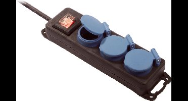 AS Schwabe 38603 Stekkerdoos met schakelaar 3-voudig Zwart, Blauw Randaarde stekker 1 stuk(s)