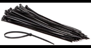 Perel Set nylon kabelbinders 4.8x300mm - Zwart, UV-bestendig, 100 st.