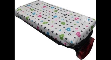 HOOODIE Cushie - Fietskussen Bagagedrager - Hartje - Wit met print - Kussentje fietsstoeltje