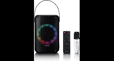 Lenco BTC-060BK - Draadloze Bluetooth Speaker 20W - Karaokeset met Microfoon en LED-verlichting - Zwart