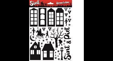 Raamsticker A4 Sint en Piet - Sinterklaas feest Thema feest versiering raam stickers fun