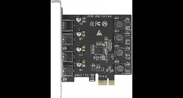 Delock PCI Express x1 Card to 4 x external USB Type-A female SuperSpeed USB (USB 3.2 Gen 1)