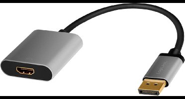 LogiLink CDA0108 video kabel adapter 0,15 m DisplayPort HDMI Zwart, Grijs